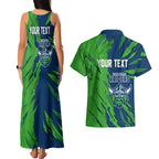 Personalized Canberra Raiders Couples Matching Tank Maxi Dress and Hawaiian Shirt Dynamic Lightning Mascot Rugby Australia