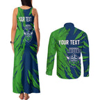 Personalized Canberra Raiders Couples Matching Tank Maxi Dress and Long Sleeve Button Shirt Dynamic Lightning Mascot Rugby Australia
