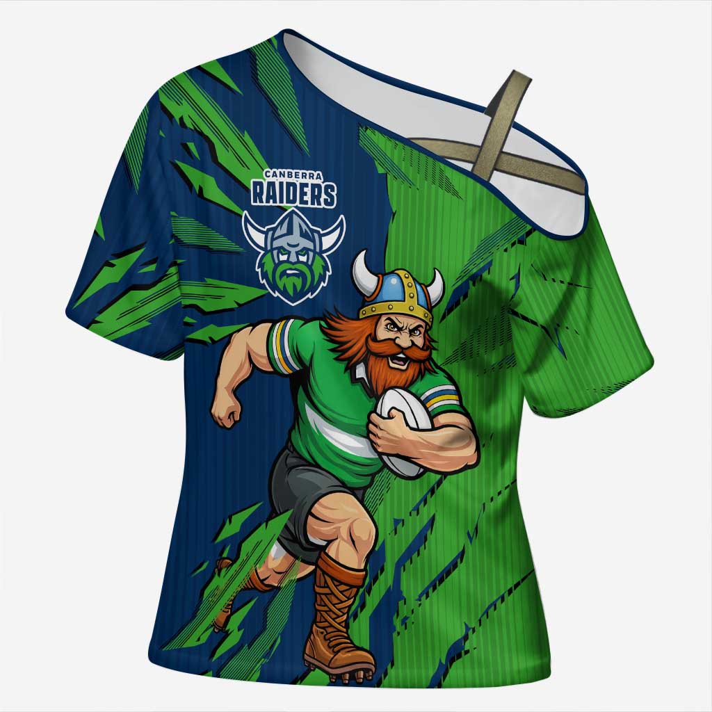 Personalized Canberra Raiders Cross Shoulder Shirt Dynamic Lightning Mascot Rugby Australia