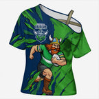 Personalized Canberra Raiders Cross Shoulder Shirt Dynamic Lightning Mascot Rugby Australia
