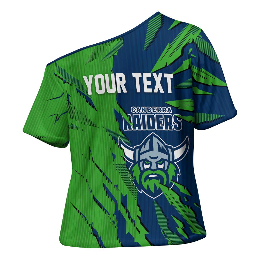 Personalized Canberra Raiders Cross Shoulder Shirt Dynamic Lightning Mascot Rugby Australia