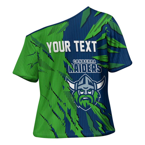 Personalized Canberra Raiders Cross Shoulder Shirt Dynamic Lightning Mascot Rugby Australia
