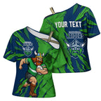Personalized Canberra Raiders Cross Shoulder Shirt Dynamic Lightning Mascot Rugby Australia