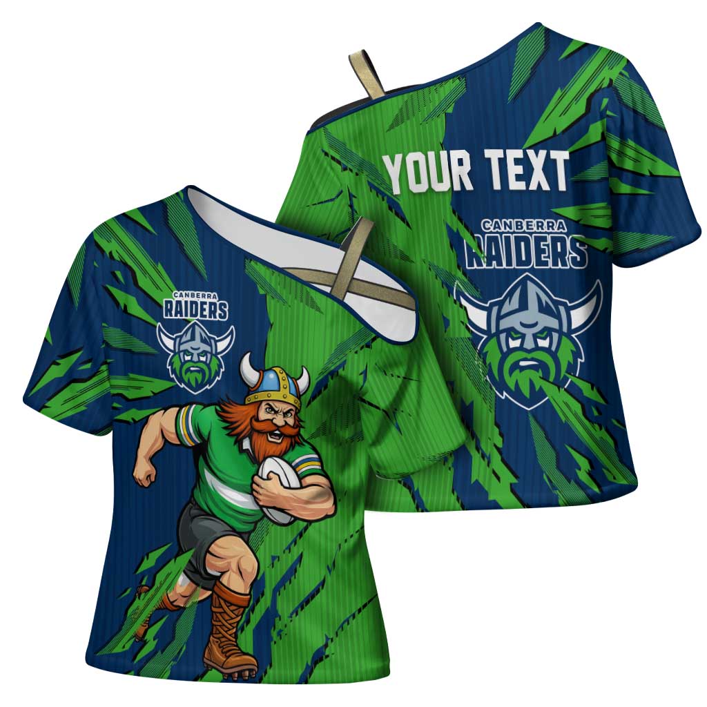 Personalized Canberra Raiders Cross Shoulder Shirt Dynamic Lightning Mascot Rugby Australia