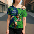 Personalized Canberra Raiders Cross Shoulder Shirt Dynamic Lightning Mascot Rugby Australia