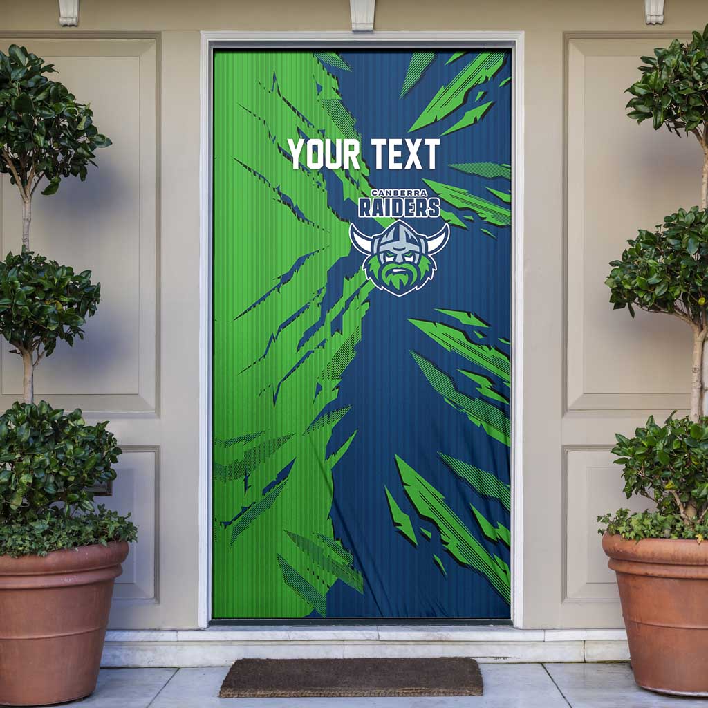 Personalized Canberra Raiders Door Cover Dynamic Lightning Mascot Rugby Australia