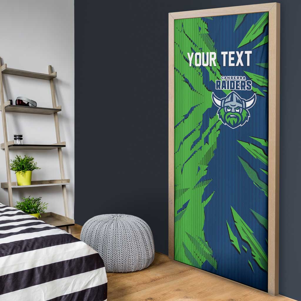 Personalized Canberra Raiders Door Cover Dynamic Lightning Mascot Rugby Australia
