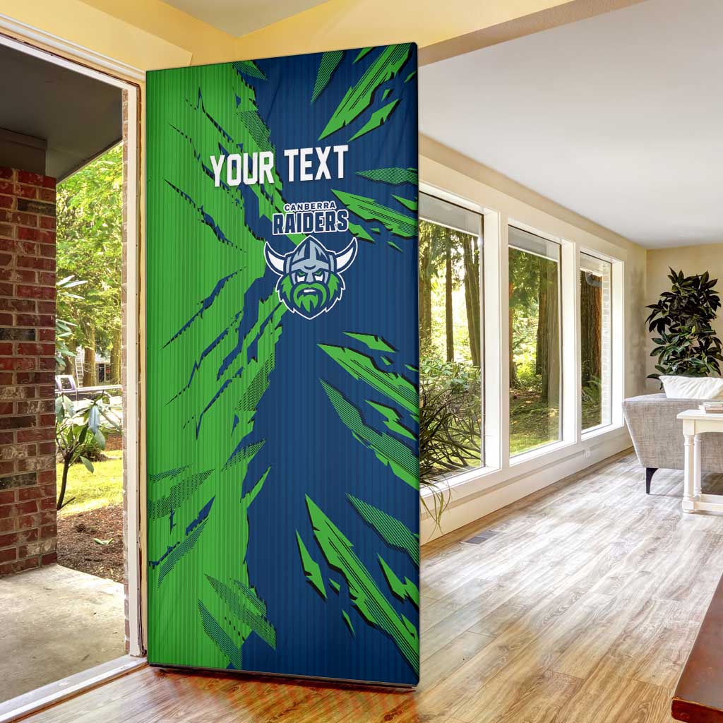Personalized Canberra Raiders Door Cover Dynamic Lightning Mascot Rugby Australia