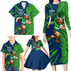 Personalized Canberra Raiders Family Matching Long Sleeve Bodycon Dress and Hawaiian Shirt Dynamic Lightning Mascot Rugby Australia