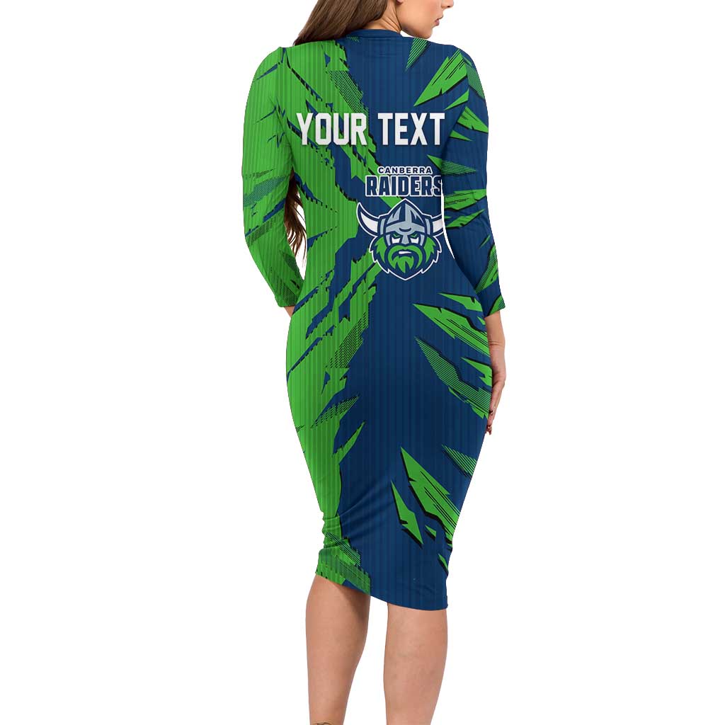 Personalized Canberra Raiders Family Matching Long Sleeve Bodycon Dress and Hawaiian Shirt Dynamic Lightning Mascot Rugby Australia