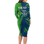 Personalized Canberra Raiders Family Matching Long Sleeve Bodycon Dress and Hawaiian Shirt Dynamic Lightning Mascot Rugby Australia