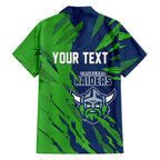 Personalized Canberra Raiders Family Matching Off Shoulder Maxi Dress and Hawaiian Shirt Dynamic Lightning Mascot Rugby Australia