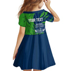 Personalized Canberra Raiders Family Matching Off Shoulder Short Dress and Hawaiian Shirt Dynamic Lightning Mascot Rugby Australia