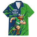 Personalized Canberra Raiders Family Matching Short Sleeve Bodycon Dress and Hawaiian Shirt Dynamic Lightning Mascot Rugby Australia
