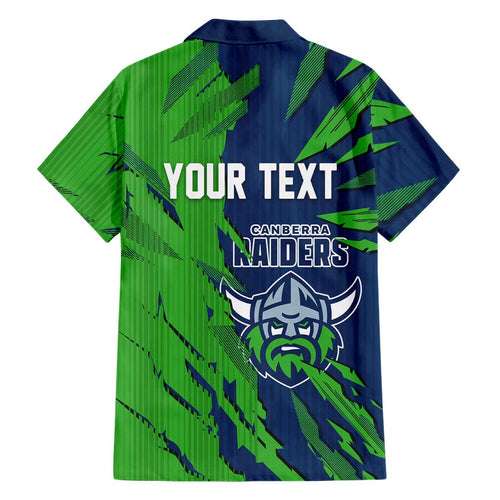Personalized Canberra Raiders Family Matching Short Sleeve Bodycon Dress and Hawaiian Shirt Dynamic Lightning Mascot Rugby Australia