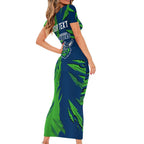 Personalized Canberra Raiders Family Matching Short Sleeve Bodycon Dress and Hawaiian Shirt Dynamic Lightning Mascot Rugby Australia