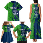 Personalized Canberra Raiders Family Matching Tank Maxi Dress and Hawaiian Shirt Dynamic Lightning Mascot Rugby Australia