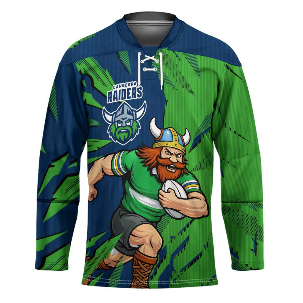 Personalized Canberra Raiders Hockey Jersey Dynamic Lightning Mascot Rugby Australia