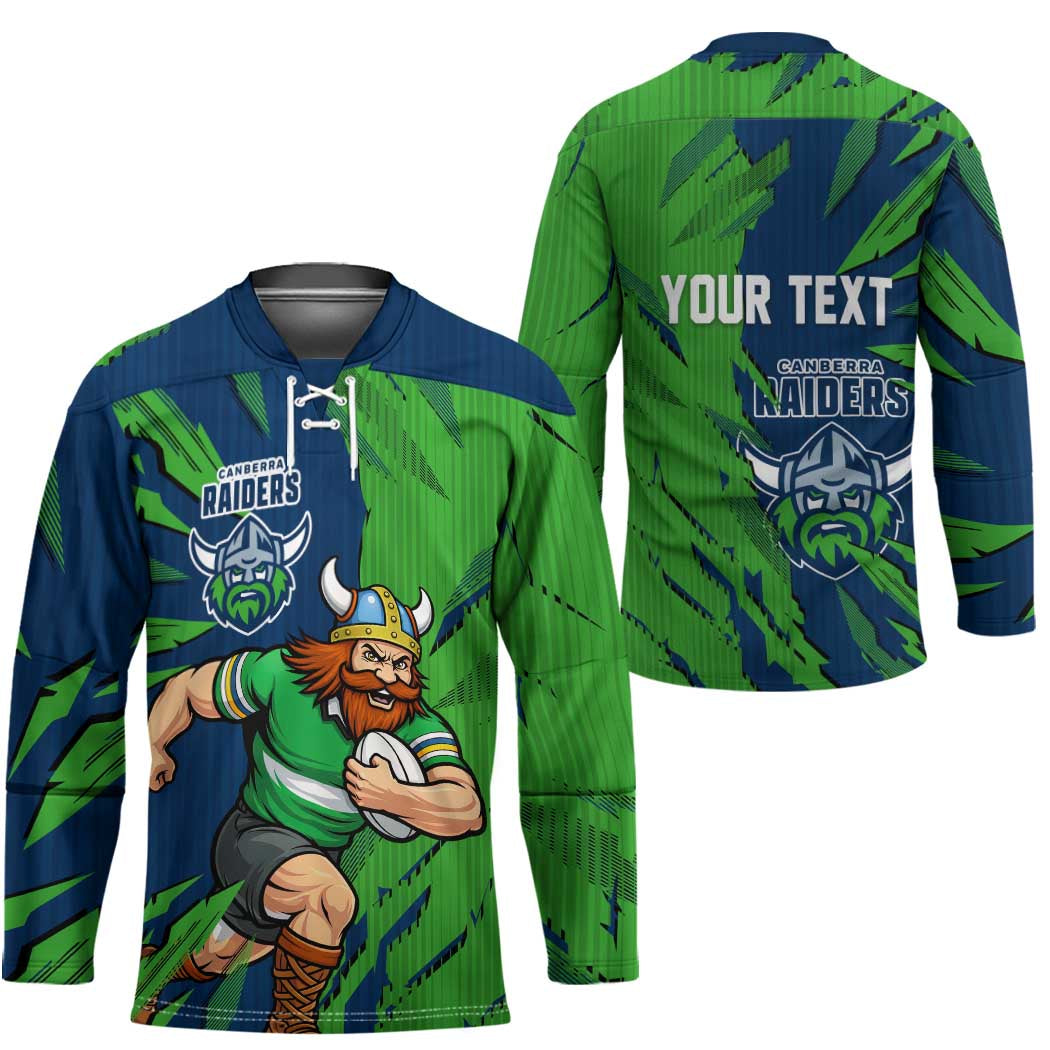 Personalized Canberra Raiders Hockey Jersey Dynamic Lightning Mascot Rugby Australia