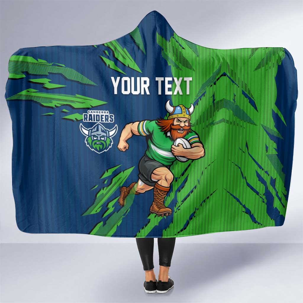 Personalized Canberra Raiders Hooded Blanket Dynamic Lightning Mascot Rugby Australia