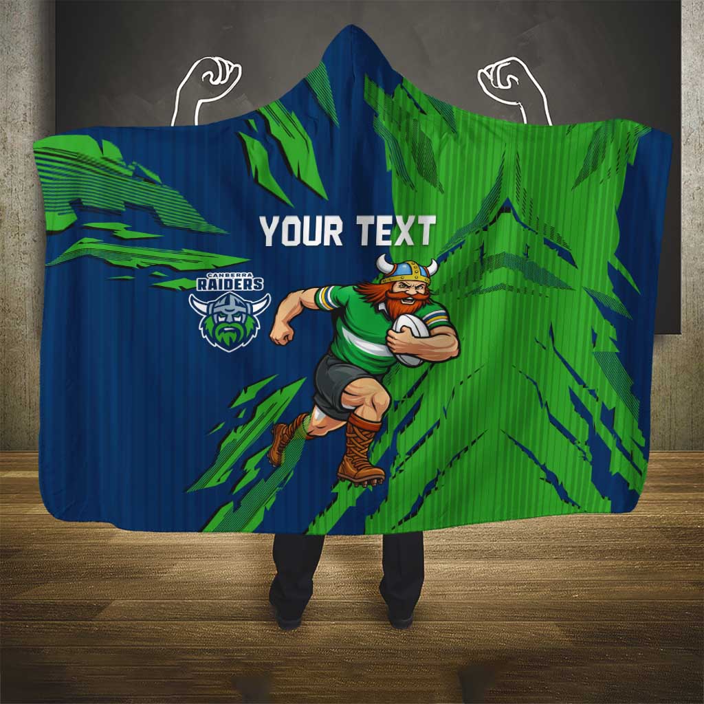 Personalized Canberra Raiders Hooded Blanket Dynamic Lightning Mascot Rugby Australia