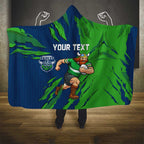 Personalized Canberra Raiders Hooded Blanket Dynamic Lightning Mascot Rugby Australia