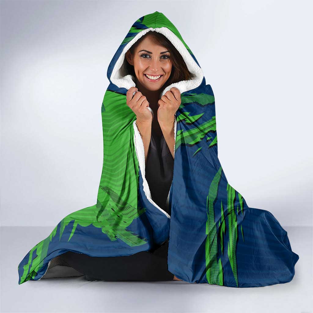Personalized Canberra Raiders Hooded Blanket Dynamic Lightning Mascot Rugby Australia