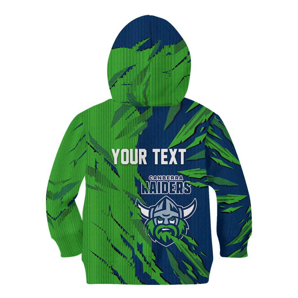 Personalized Canberra Raiders Kid Hoodie Dynamic Lightning Mascot Rugby Australia