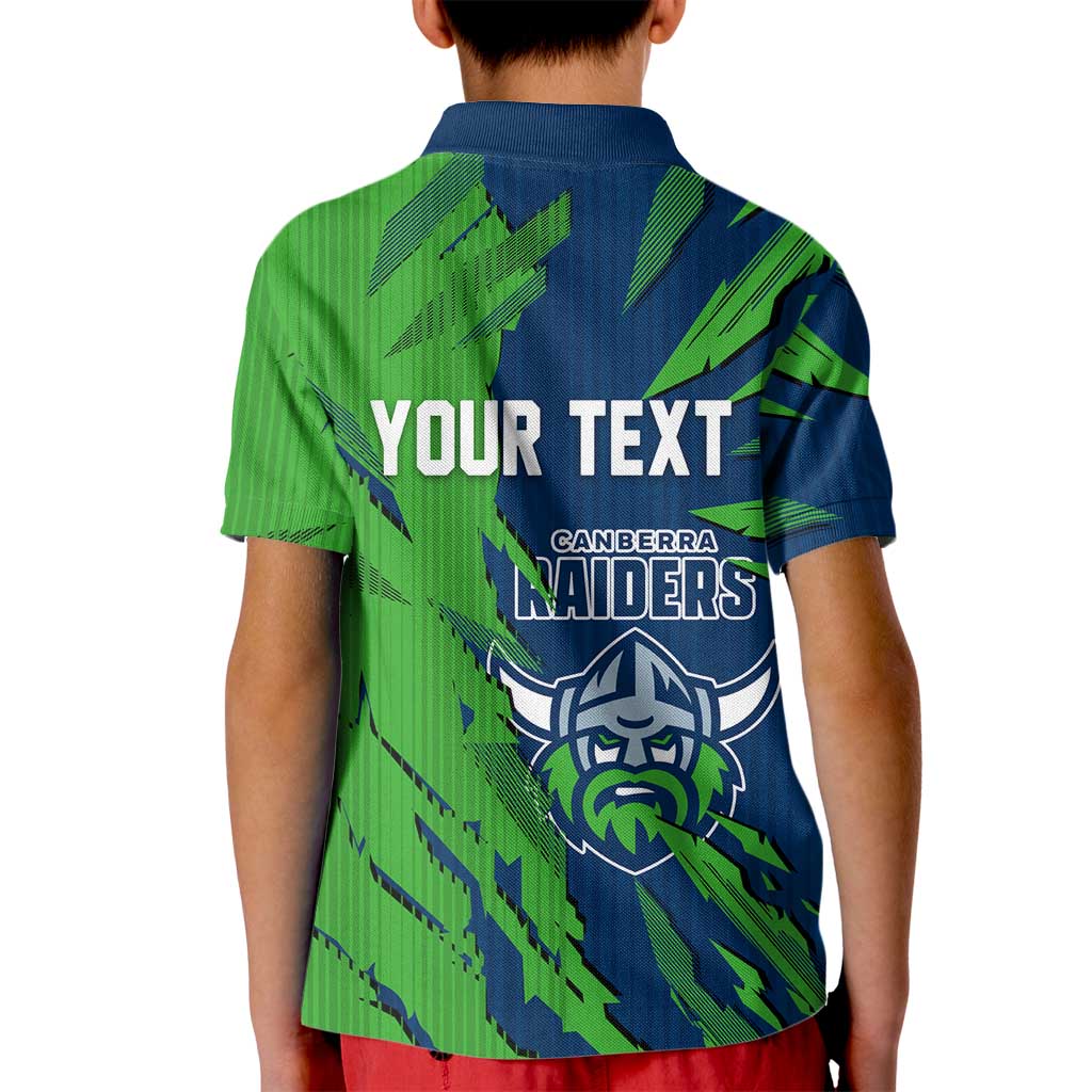 Personalized Canberra Raiders Kid Polo Shirt Dynamic Lightning Mascot Rugby Australia
