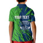 Personalized Canberra Raiders Kid Polo Shirt Dynamic Lightning Mascot Rugby Australia