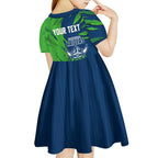 Personalized Canberra Raiders Kid Short Sleeve Dress Dynamic Lightning Mascot Rugby Australia