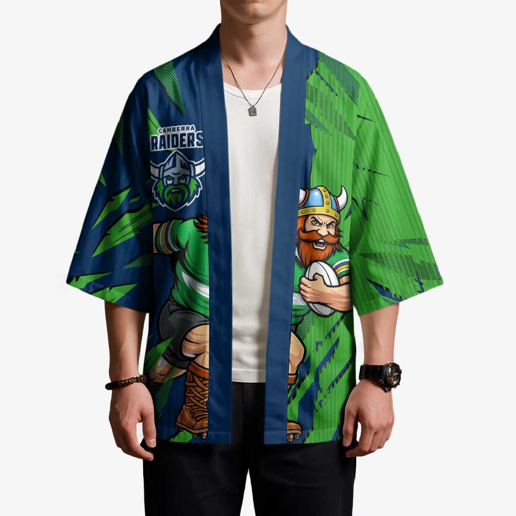 Personalized Canberra Raiders Kimono Dynamic Lightning Mascot Rugby Australia