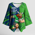 Personalized Canberra Raiders Kimono Sleeve Blouse Dynamic Lightning Mascot Rugby Australia