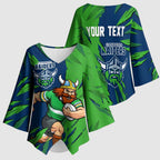 Personalized Canberra Raiders Kimono Sleeve Blouse Dynamic Lightning Mascot Rugby Australia