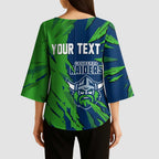 Personalized Canberra Raiders Kimono Sleeve Blouse Dynamic Lightning Mascot Rugby Australia