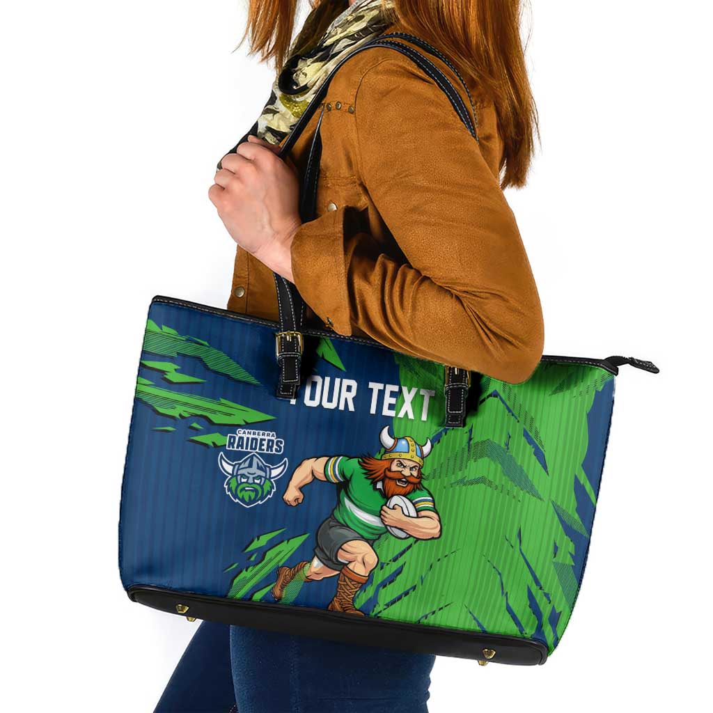 Personalized Canberra Raiders Leather Tote Bag Dynamic Lightning Mascot Rugby Australia