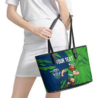 Personalized Canberra Raiders Leather Tote Bag Dynamic Lightning Mascot Rugby Australia