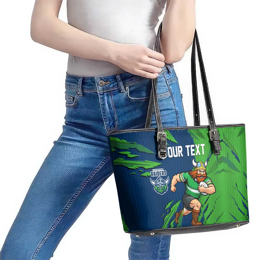 Personalized Canberra Raiders Leather Tote Bag Dynamic Lightning Mascot Rugby Australia