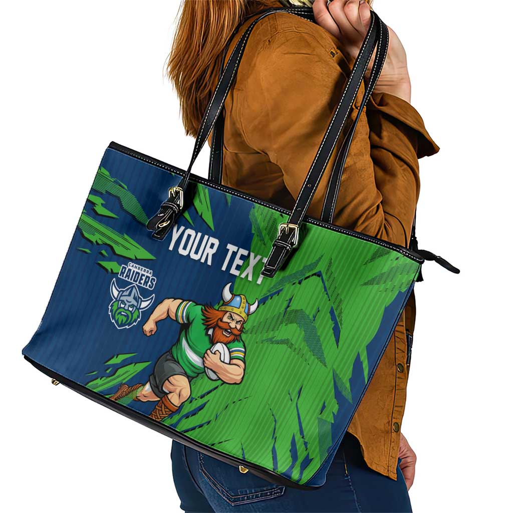 Personalized Canberra Raiders Leather Tote Bag Dynamic Lightning Mascot Rugby Australia
