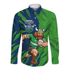 Personalized Canberra Raiders Long Sleeve Button Shirt Dynamic Lightning Mascot Rugby Australia