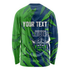 Personalized Canberra Raiders Long Sleeve Shirt Dynamic Lightning Mascot Rugby Australia