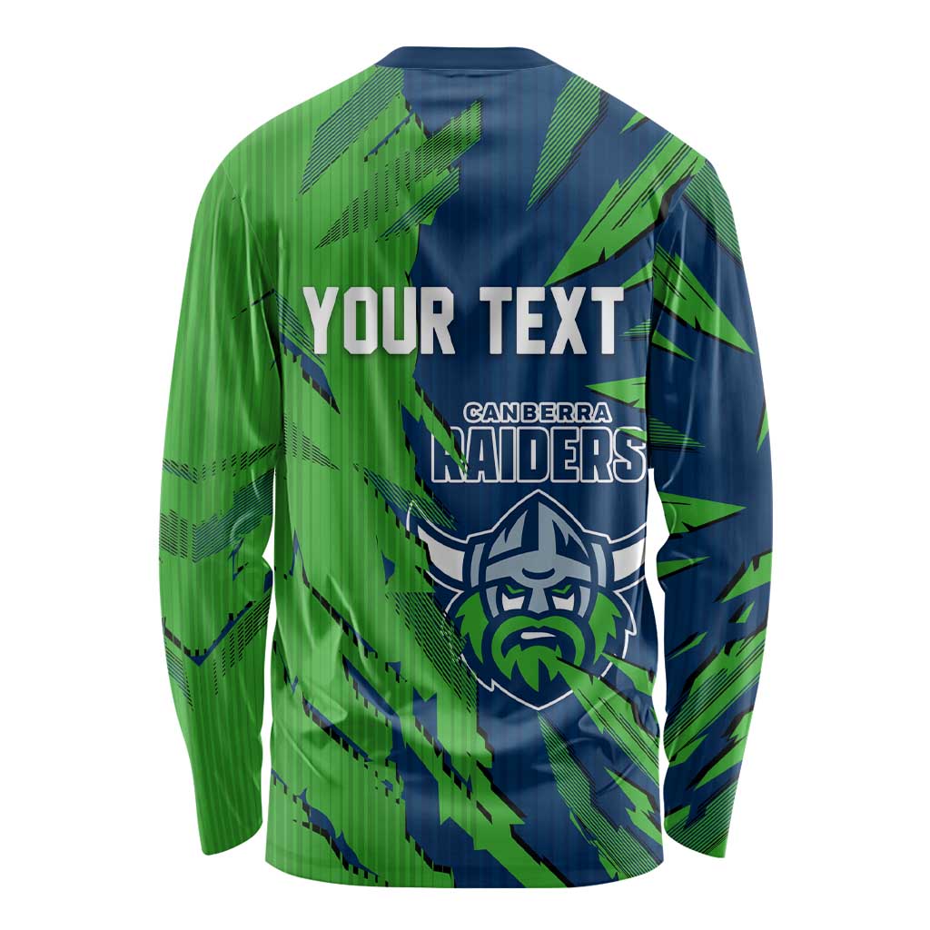 Personalized Canberra Raiders Long Sleeve Shirt Dynamic Lightning Mascot Rugby Australia