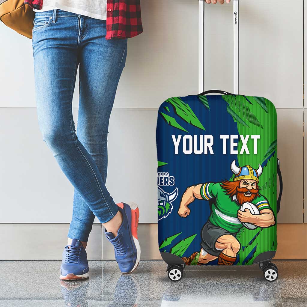 Personalized Canberra Raiders Luggage Cover Dynamic Lightning Mascot Rugby Australia