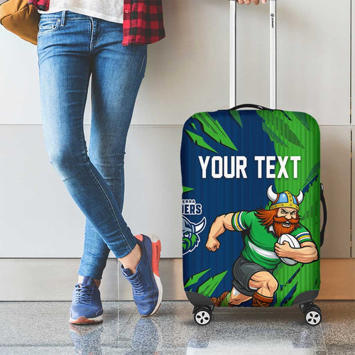 Personalized Canberra Raiders Luggage Cover Dynamic Lightning Mascot Rugby Australia