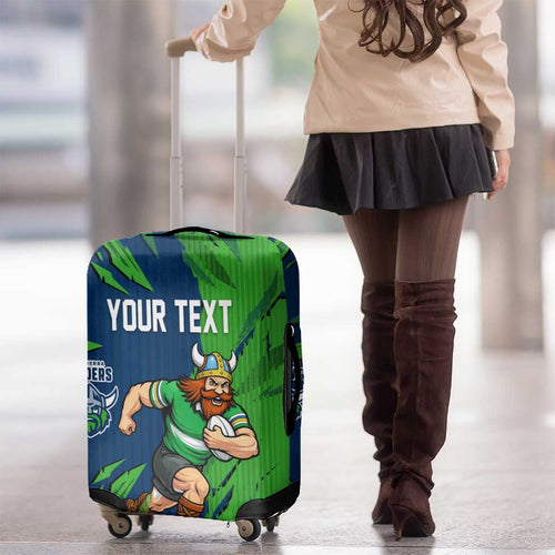 Personalized Canberra Raiders Luggage Cover Dynamic Lightning Mascot Rugby Australia