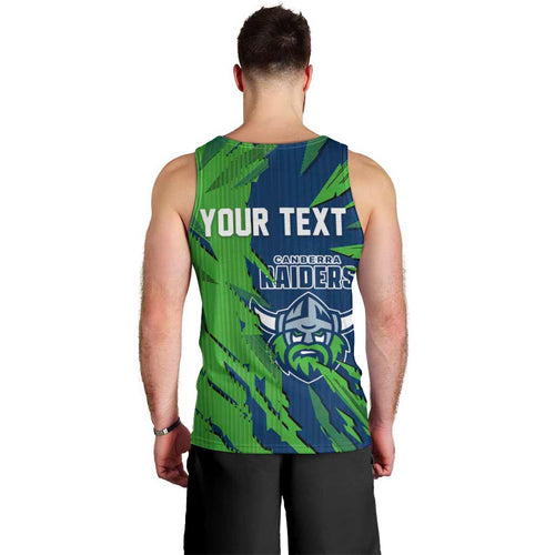 Personalized Canberra Raiders Men Tank Top Dynamic Lightning Mascot Rugby Australia