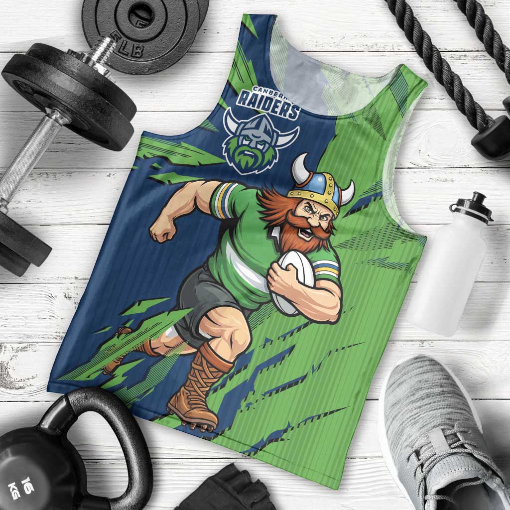 Personalized Canberra Raiders Men Tank Top Dynamic Lightning Mascot Rugby Australia