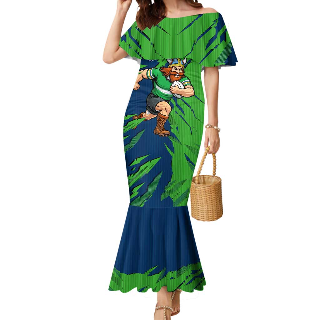 Personalized Canberra Raiders Mermaid Dress Dynamic Lightning Mascot Rugby Australia