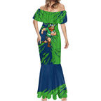 Personalized Canberra Raiders Mermaid Dress Dynamic Lightning Mascot Rugby Australia