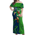 Personalized Canberra Raiders Off Shoulder Maxi Dress Dynamic Lightning Mascot Rugby Australia